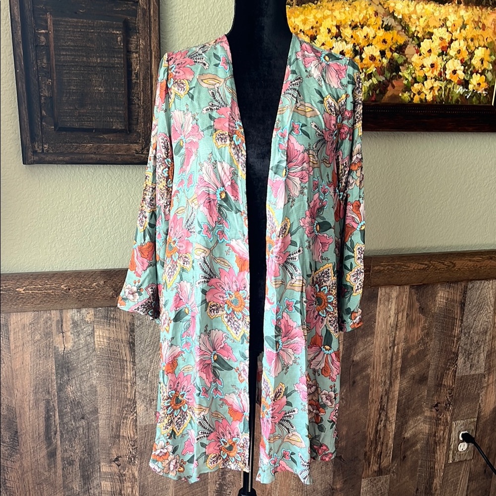 HAUTE HIPPIE Tribe Floral Kimono Cardigan!! Size S